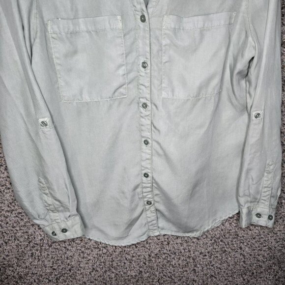 Chicos Top Womens 0 US Small Green Button Up Touch Of Cool Pockets Casual Ladies - Picture 5 of 7